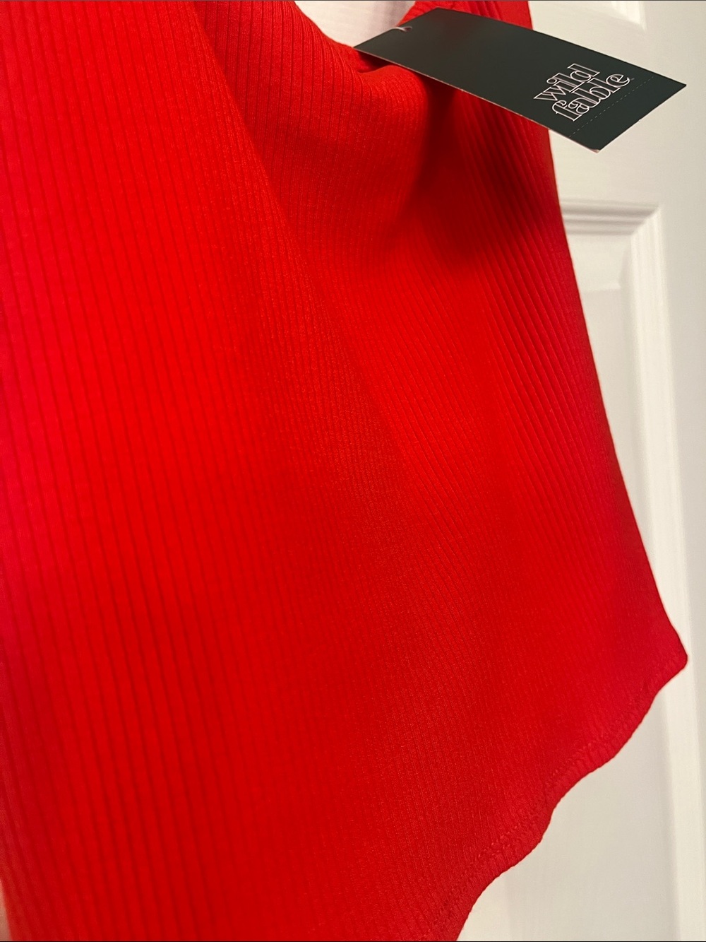 Wild Fable Red Ribbed Halter Neck Crop Top - Picture 4 of 5